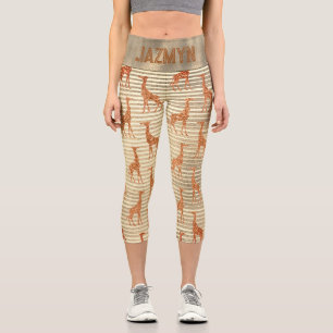 Leggings Capri Girafe Pailletée sur Papier Aluminium Doré Personn