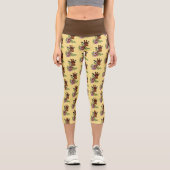 Leggings Capri Giraffe Fleurs de Portrait Jaunes (Recto)
