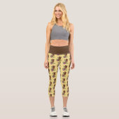 Leggings Capri Giraffe Fleurs de Portrait Jaunes (Recto)