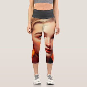 Leggings Capri Girl with blue eyes