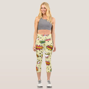 Leggings Capri Girls Boys Patch Art Vintage