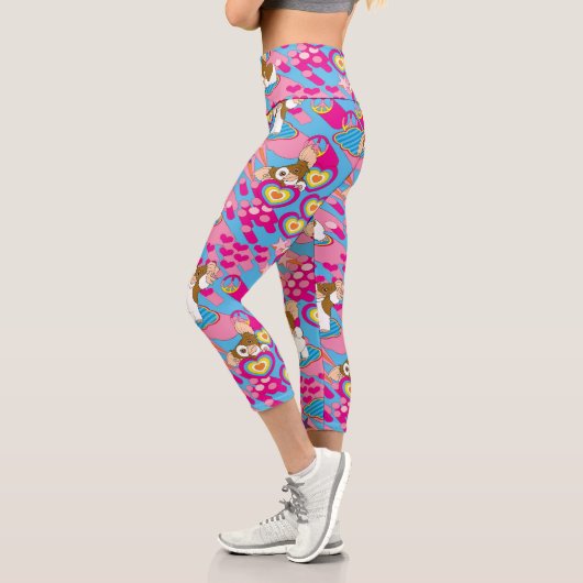 Leggings Capri Gizmo | Pink Peace & Love Motif (Gauche)