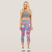 Leggings Capri Gizmo | Pink Peace & Love Motif (Recto)