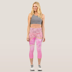 Leggings Capri Glamour Pailleté Or Rose Tendance