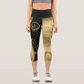 Leggings Capri Gold et Black Damask (Recto)