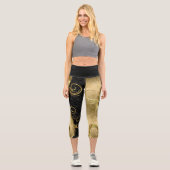 Leggings Capri Gold et Black Damask (Recto)