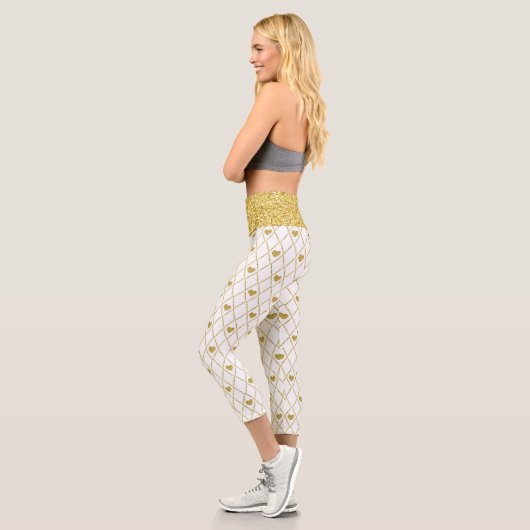 Leggings Capri Gold Parties scintillant ceinture Bande Gold Coeur (Gauche)