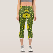 Leggings Capri Golden Green Sunburst Kaleidoscope motif floral (Recto)