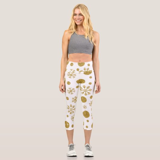 Leggings Capri Golden Snow Flakes 1 (Recto)