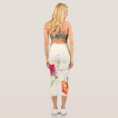 Leggings Capri Gorgeous Funky Vibrant Feather Design (Verso)