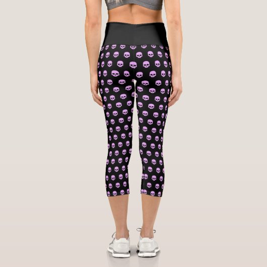 Leggings Capri Gote Goth Crânes roses (Verso)