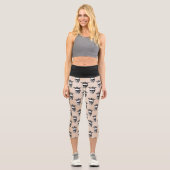 Leggings Capri Goth Motif de crâne de couronne (Recto)
