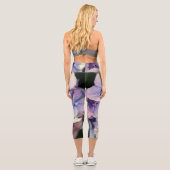 Leggings Capri gouttelette d'eau sur la fleur bleue (Verso)