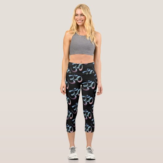 Leggings Capri Gradient Om Scattered Black Background (Recto)