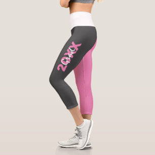 Leggings Capri Graduation moderne rose, blanc et gris