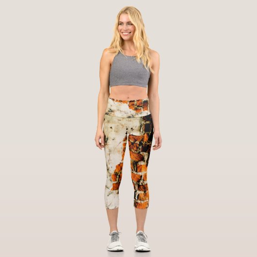 Leggings Capri Graffiti blanc Cool en brique (Recto)