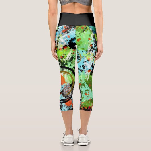 Leggings Capri Graffiti de combat alimentaire Abstrait (Verso)