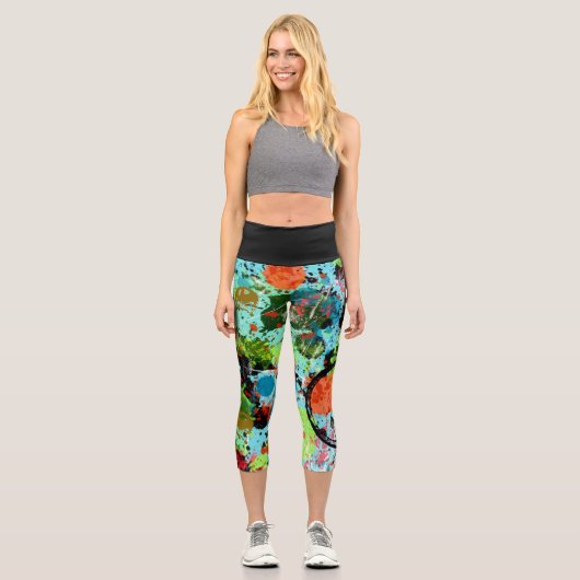 Leggings Capri Graffiti de combat alimentaire Abstrait (Recto)