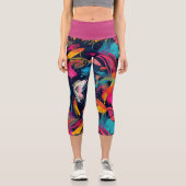 Leggings Capri Graffiti éclaboussé de chaos vibrant (Recto)