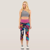 Leggings Capri Graffiti éclaboussé de chaos vibrant (Recto)