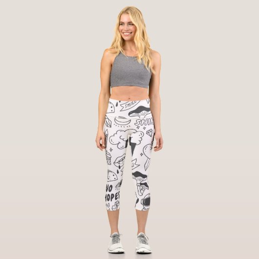 Leggings Capri Graffiti mignon : Doodle Art Set. (Recto)