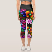 Leggings Capri Graffiti Style Fleurs & Ladybug rose violet rouge (Verso)