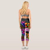 Leggings Capri Graffiti Style Fleurs & Ladybug rose violet rouge (Verso)