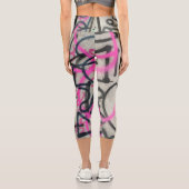 Leggings Capri Graffiti urbain rose et gris (Verso)