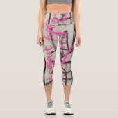 Leggings Capri Graffiti urbain rose et gris (Recto)