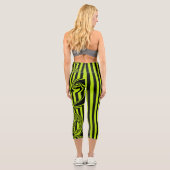 Leggings Capri Graines et torrents - Lime vert et noir (Verso)