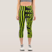 Leggings Capri Graines et torrents - Lime vert et noir (Recto)