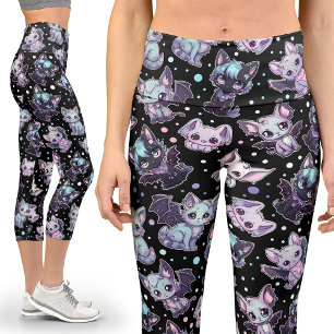 Leggings Capri Grand Kawaii Pastel Goth Chat-Bat Harajuku Yoga