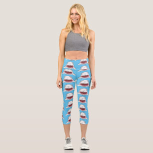 Leggings Capri Grand requin blanc moyen dessin animé