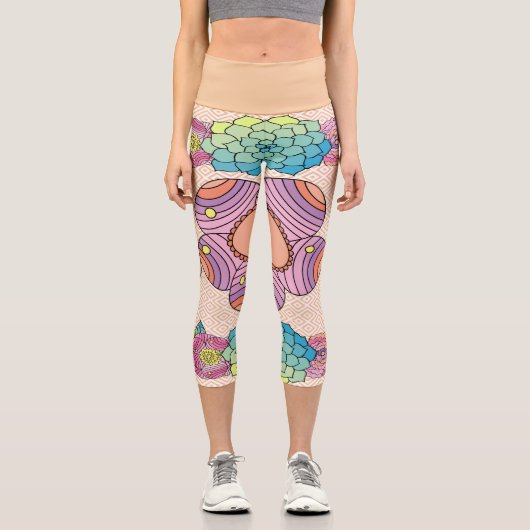 Leggings Capri Grande conception florale Abstraite (Recto)