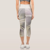Leggings Capri Grande Fleur d'ivoire, Abstrait Art Fractal Modern (Verso)