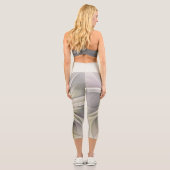 Leggings Capri Grande Fleur d'ivoire, Abstrait Art Fractal Modern (Verso)
