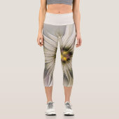 Leggings Capri Grande Fleur d'ivoire, Abstrait Art Fractal Modern (Recto)