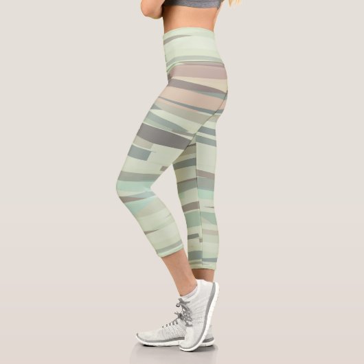Leggings Capri Grandes Abstraites vertes et pêche (Gauche)