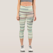 Leggings Capri Grandes Abstraites vertes et pêche (Recto)