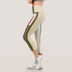Leggings Capri Grandes Abstraites vertes et rouges