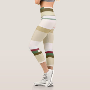 Leggings Capri Grandes Abstraites vertes et rouges