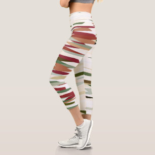 Leggings Capri Grandes Abstraites vertes et rouges