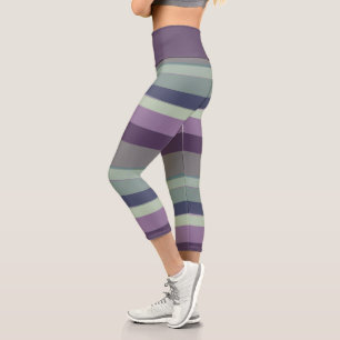 Leggings Capri Grandes Abstraites violettes, bleues et vertes
