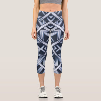 Leggings Capri Grandes bandes d'harmonie en bleu