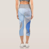 Leggings Capri Graphique d'art fractal gris bleu Abstrait moderne (Verso)