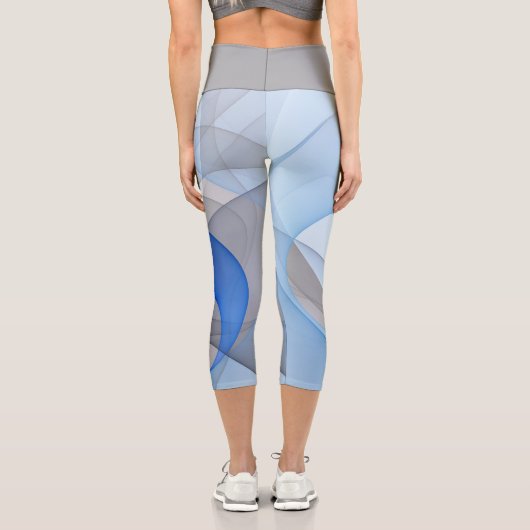 Leggings Capri Graphique d'art fractal gris bleu Abstrait moderne (Verso)