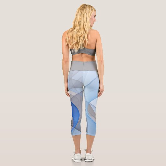 Leggings Capri Graphique d'art fractal gris bleu Abstrait moderne (Verso)
