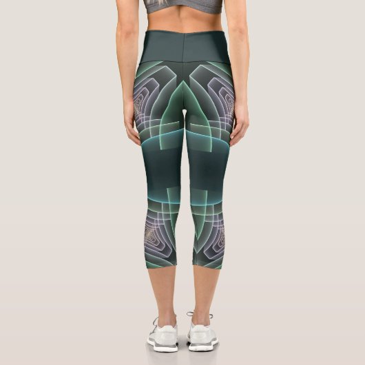 Leggings Capri Graphique géométrique Turquoise moderne (Verso)