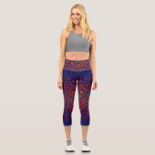 Leggings Capri Gras Bleu Et Rouge Motif Haut Taille Capris (Recto)
