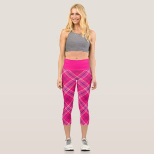 Leggings Capri Gras Plaid Coloré Rose & Purple Plaid